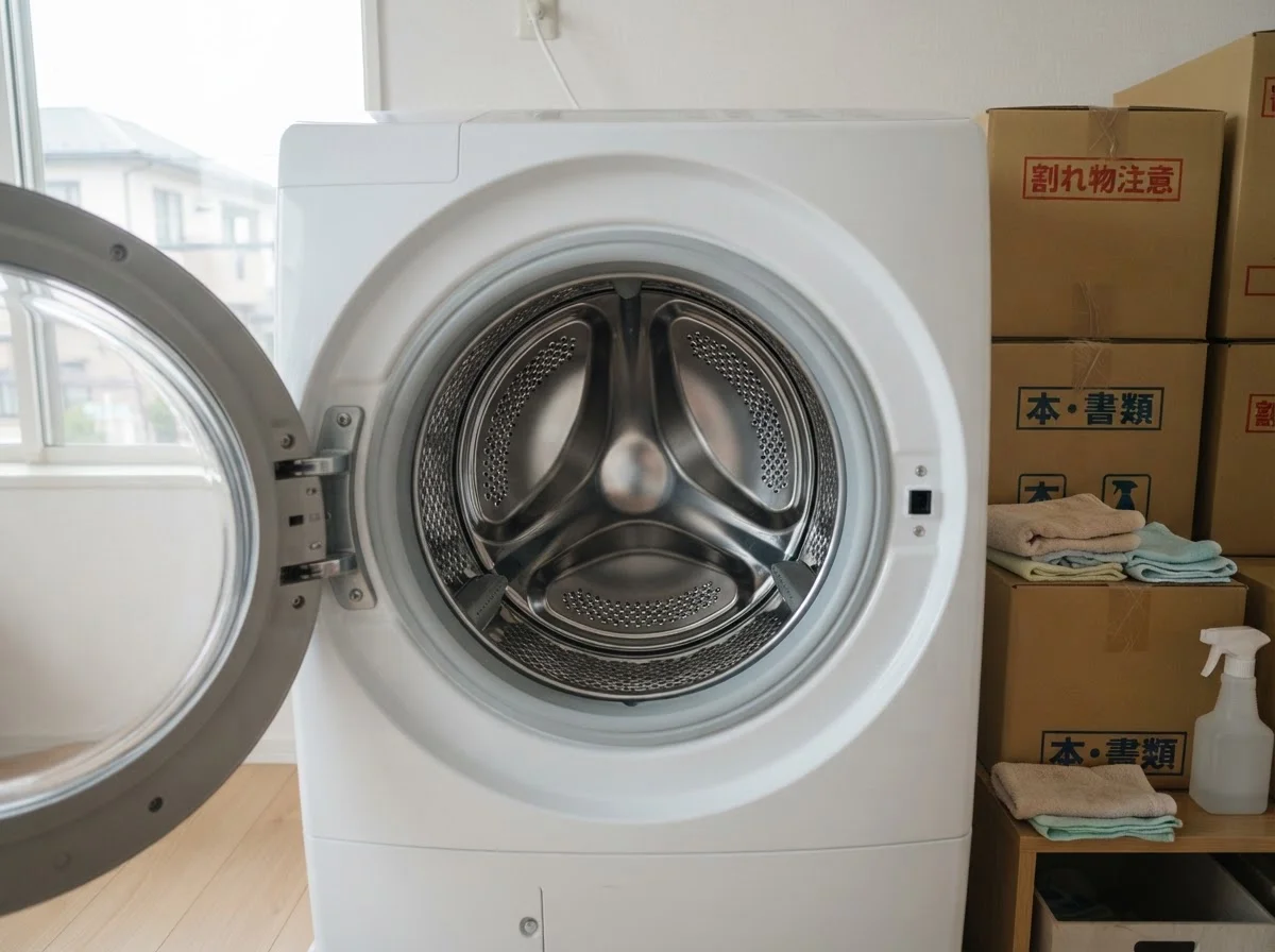 The inside of a washing machine tub after the dirt has been removed