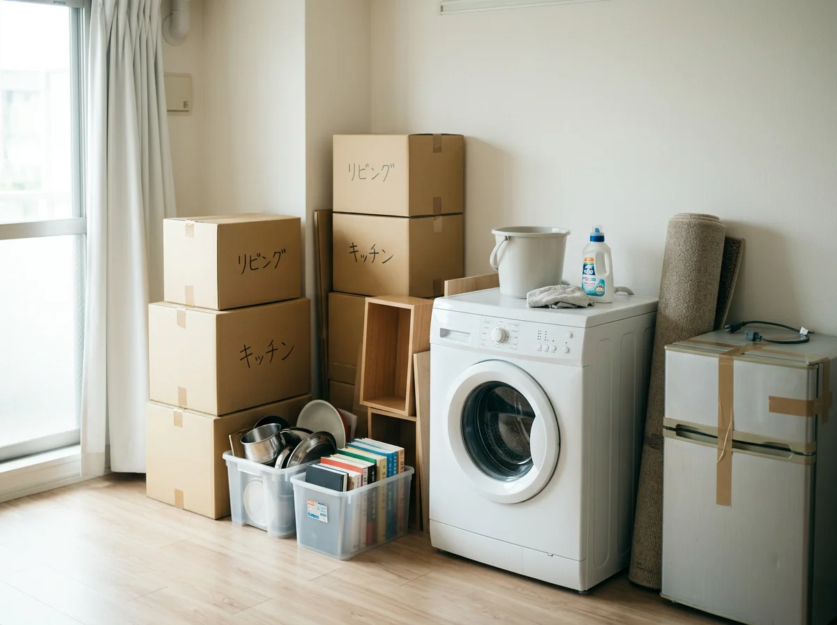 Preparations to carry out unwanted furniture and appliances gathered inside the home