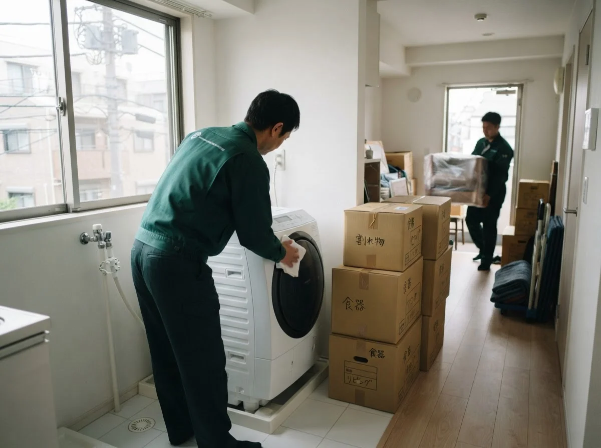 Moving service to carry cardboard boxes and furniture out of the home